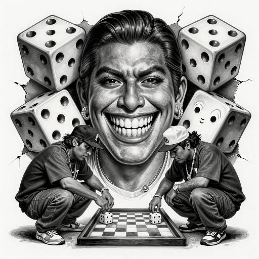 Chicano Style Art with Dice Game