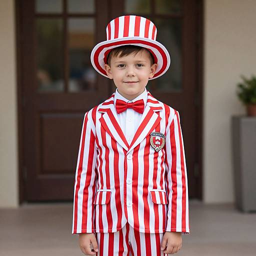 Boy in Red Ringmaster Costume