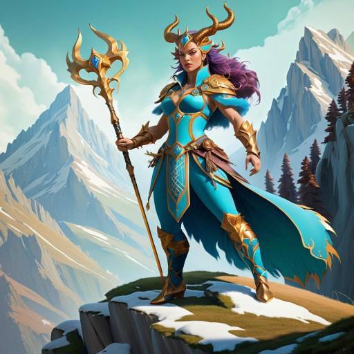 Legendary Beast Tamer in Mountain Landscape