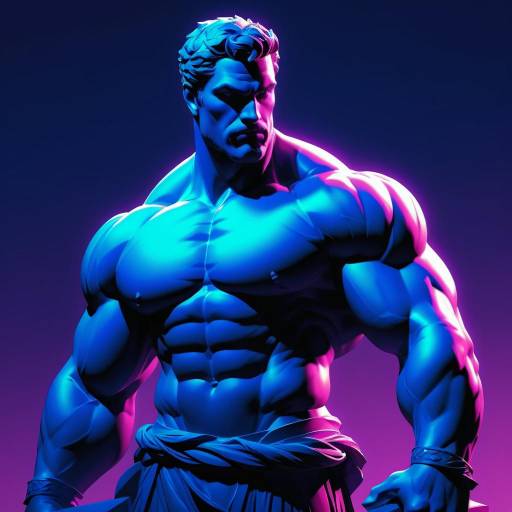 Vibrant Hercules Statue Comic Art