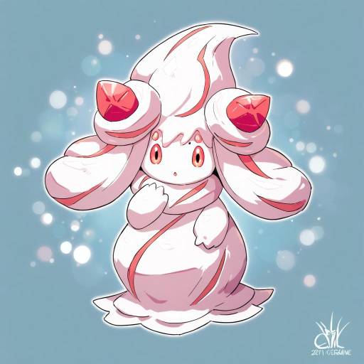 Illustration of Alcremie, pokemon in the style of Cirenk