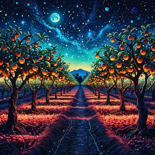 Cosmic Robotic Fruit Orchard at Twilight Cosmic Robotic Fruit Orchard at Twilight