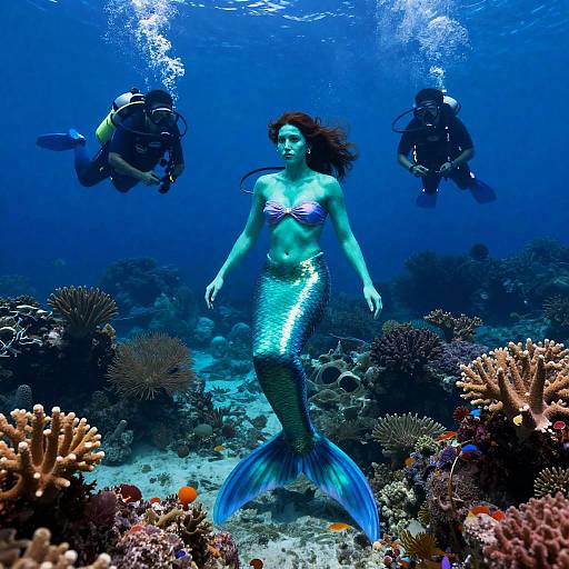 Impressionistic Turquoise Mermaid Portrait