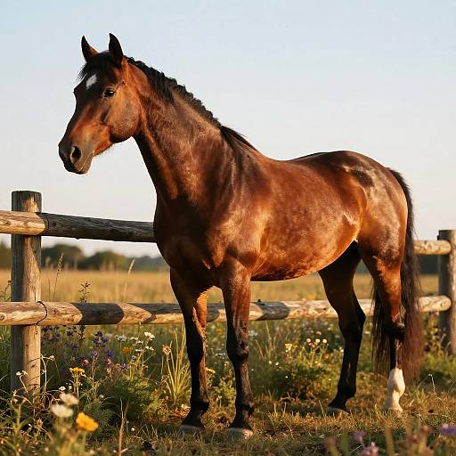 Hyper-Realistic Horse by Rustic Fence