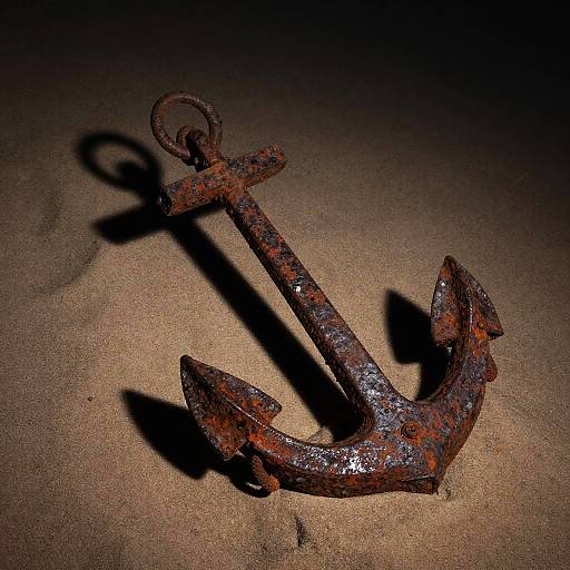 Rusty Anchor in Dramatic Shorelight