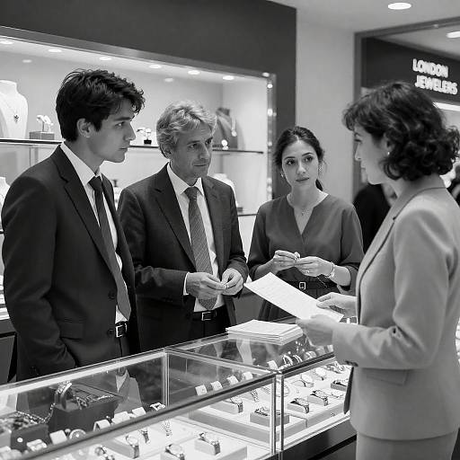 Black and White Jewelry Store Scene