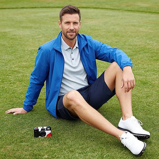 Man in Stylish Golf Outfit Enjoying Sunny Day