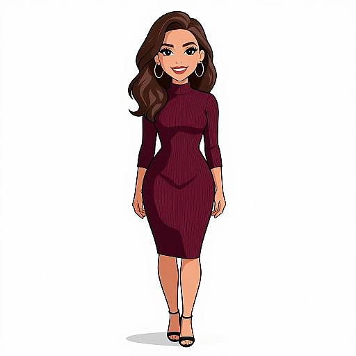 Chic Woman in Burgundy Bodycon Dress