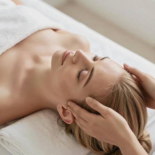 Serene Woman Enjoying a Facial Massage