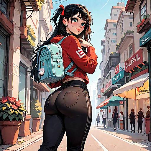 Looking Back: Twin-Tails in Red Hoodie