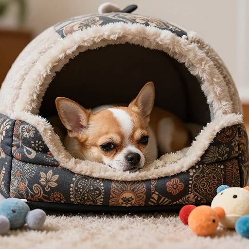 Cozy Chihuahua in Plush Bed