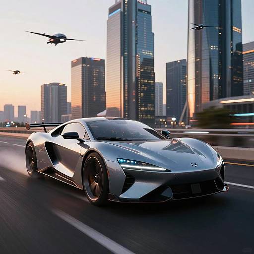 Futuristic AI Car in Cyberpunk City