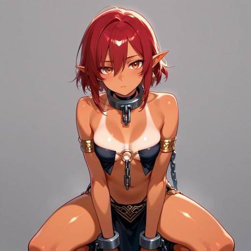 Crouching Adventurer with Ruby Curls Crouching Adventurer with Ruby Curls