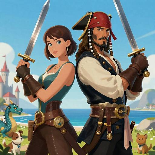 Dynamic Pirates Facing Off Adventure Scene