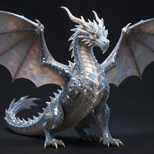 Realistic Dragon Portrait with Crystal Wings