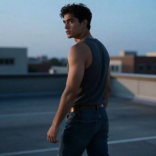 Cinematic Urban Athletic Portrait at Twilight