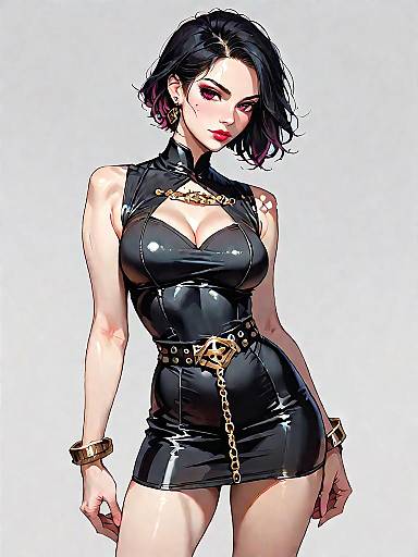 Stylish Woman in Black Bodycon Mini Dress