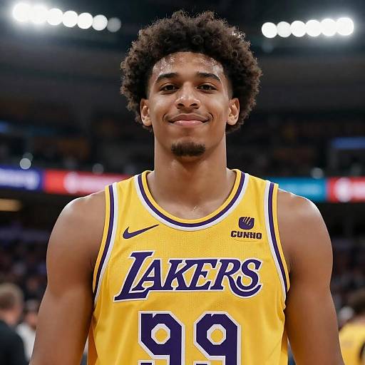 Young Man in Yellow Lakers Jersey