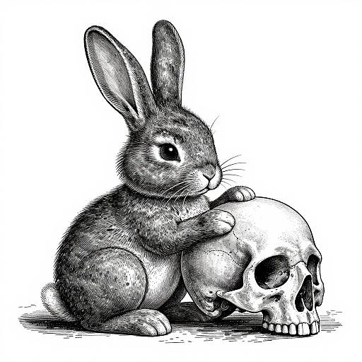 1930s Style Serotonin Bunny Skull