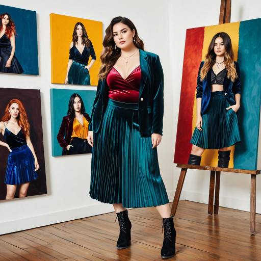 Fashion-forward female artist in velvet outfit
