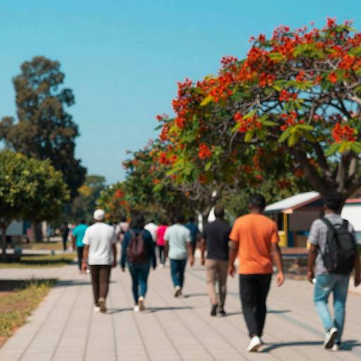 Vibrant Abstract Figures Walking on Grid