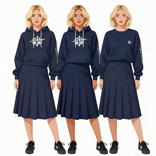 Chic Trio in Navy Blue Fashion