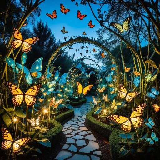 Surreal Whimsical Garden of Luminous Butterflies Surreal Whimsical Garden of Luminous Butterflies