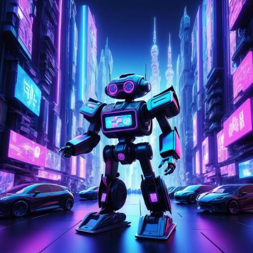 Transforming Robot in Neon Cityscape