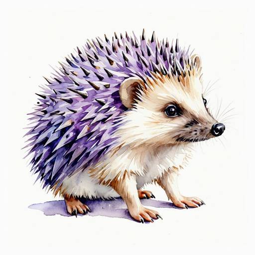 Watercolor Hedgehog with Lavender Spikes