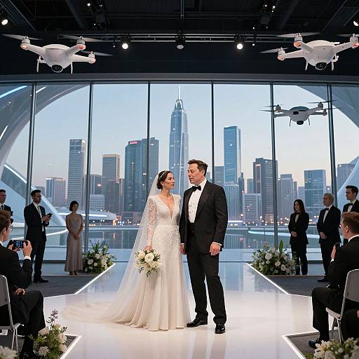Elon Musk Futuristic Wedding Scene