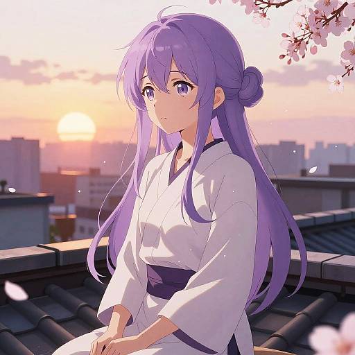 Androgynous Anime Girl with Lavender Hair