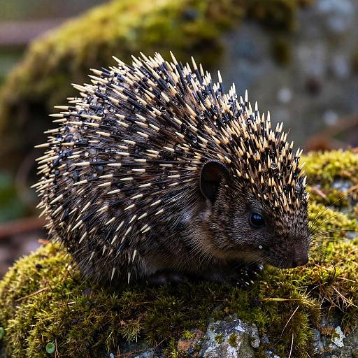Spiny Mammal Macro on Mossy Rock