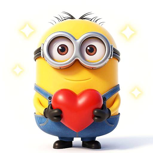 Playful Minion Holding Shiny Heart