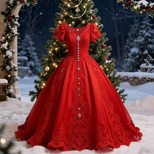 Majestic Red Dress Christmas Tree