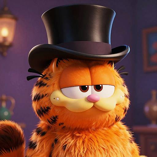 Anthropomorphic Garfield in Top Hat