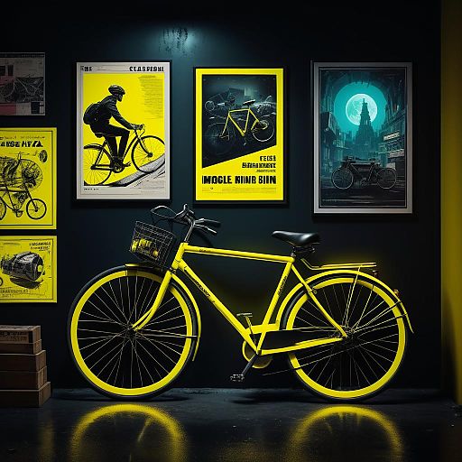Neon Bicycle in a Retro Action Scene