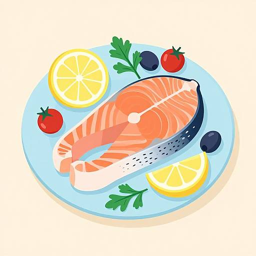 Flat Graphic Salmon Dish Illustration