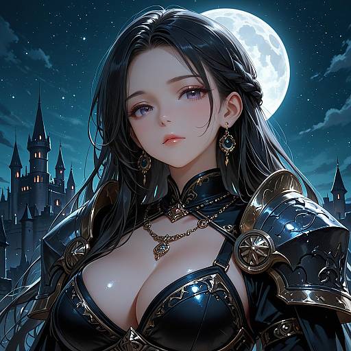 Enchanting Girl in Moonlit Armor