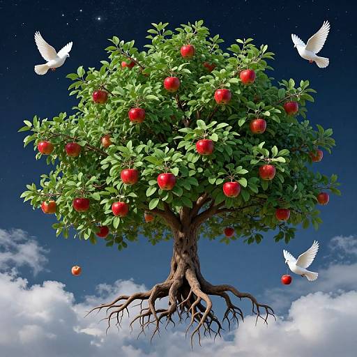 Celestial Apple Tree with White Doves