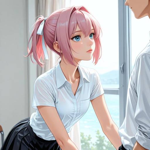 Anime Girl and Boy with Pink Hair