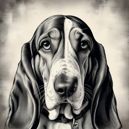 Elegant Black and White Basset Hound Portrait