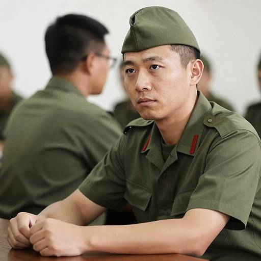 Military Men in Uniform: Intense Moment