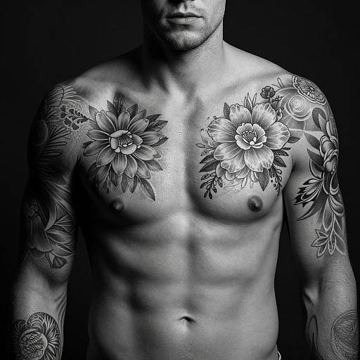 Dramatic Tattooed Black-and-White Portrait
