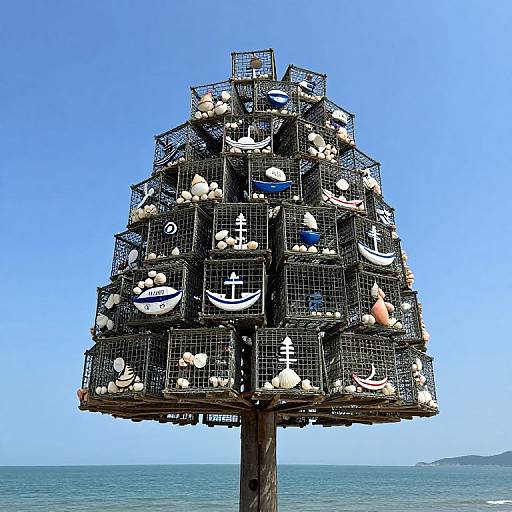 Lobster Cage Tree of Coastal Charm