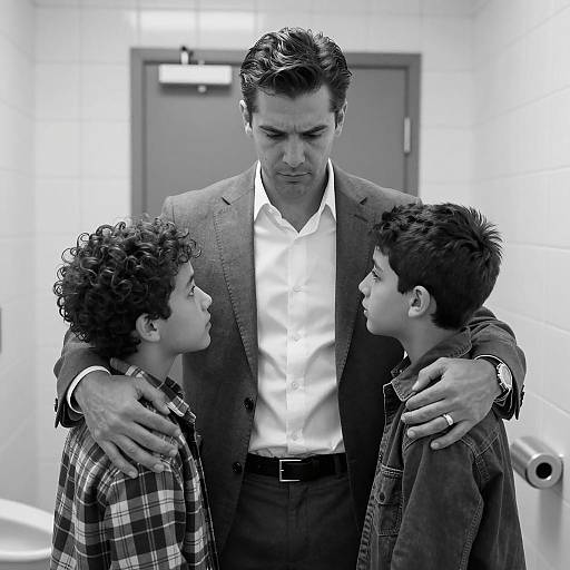 Emotive Contrast: Man and Boy Portrait
