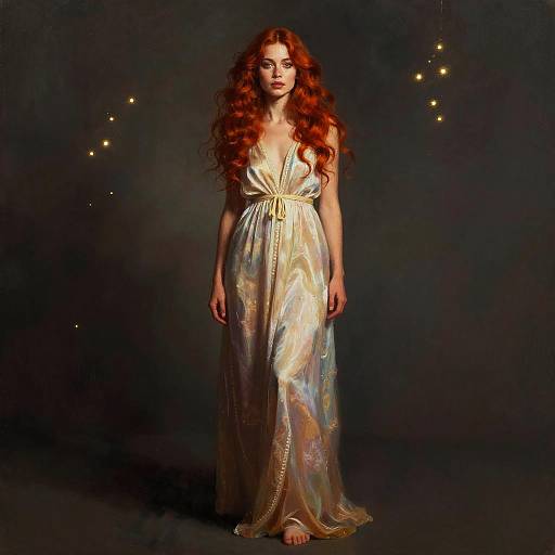 Bohemian Full-Length Portrait with Auburn Hair