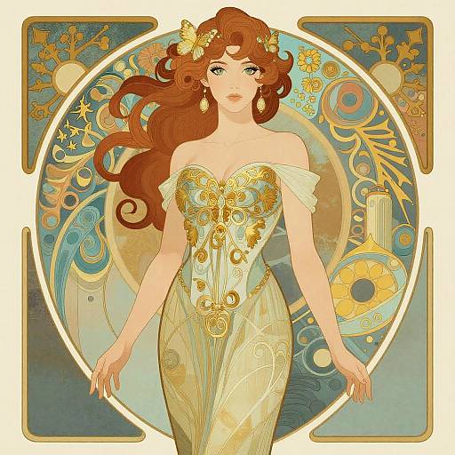 Sensual Art Nouveau Arcology Woman
