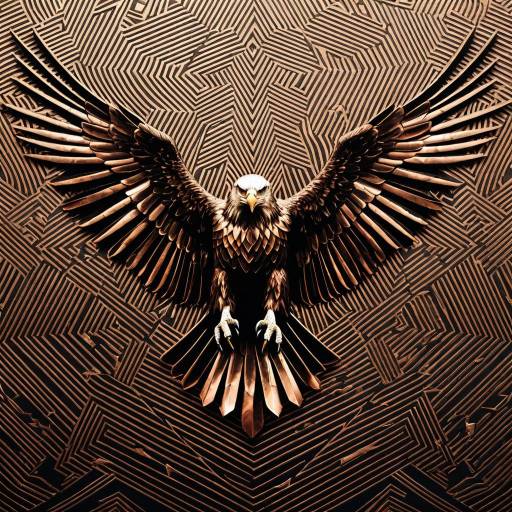 Bronze Bald Eagle with Abstract Geometric Background