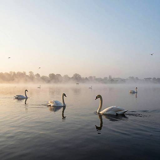 Serene Lakeside Dawn with Wildlife