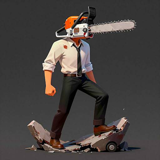Chainsaw Head Figure Digital Art